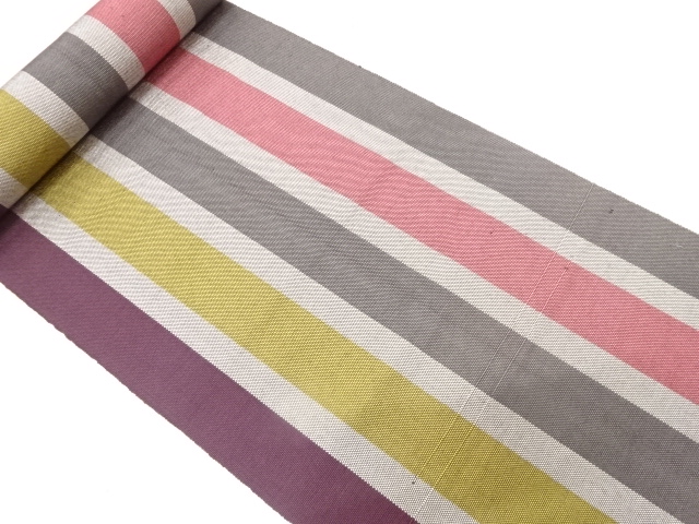 JAPANESE KIMONO / ANTIQUE BOLT FOR HASSUN OBI / WOVEN STRIPE